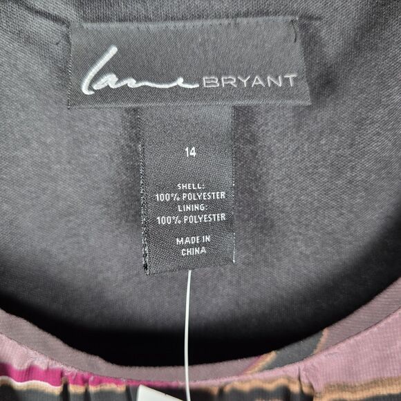 Lane Bryant Womens Top Blouse 14W Plus Ombre Stripe Overlap Split Back Flowy - Picture 3 of 12